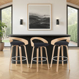Sonia - Modern Swivel Bar Height Stool - Patterned Oak Wood Finish