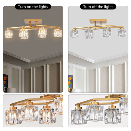 6 Light Crystal Ceiling Light For Dining Room, Modern Ceiling Lamp With Light Fixture For Entryway, Lobby, Kitchen, Bedroom, Living Room, Conference Room, (6*G9 Bulbs Included) - Ceiling Lamps - Alpine Outlets