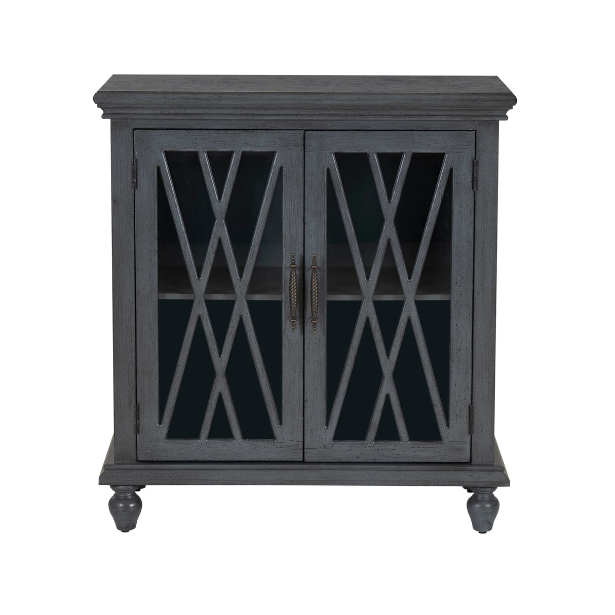 Slade Transitional Colonial 2-Door Cabinet with Lattice Detailing