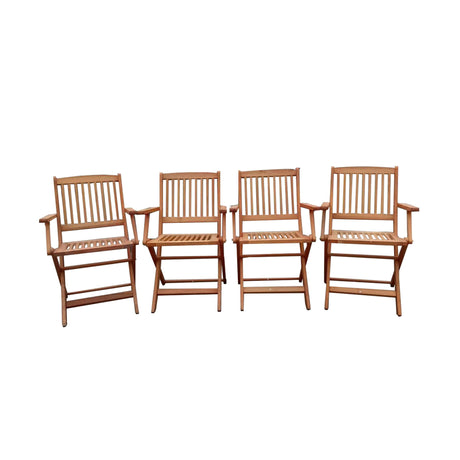 Foldable Patio Dining Set With 4 Folding Chairs For Indoor And Outdoor Use - Teak