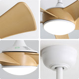52" Ceiling Fan With 22W LED Light And Remote Control, 50 / 10 / 24 Downrod - White
