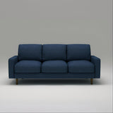 3 Seater Sofa With Loose Back Cushions And Accent Pillows For Living Room - Dark Blue