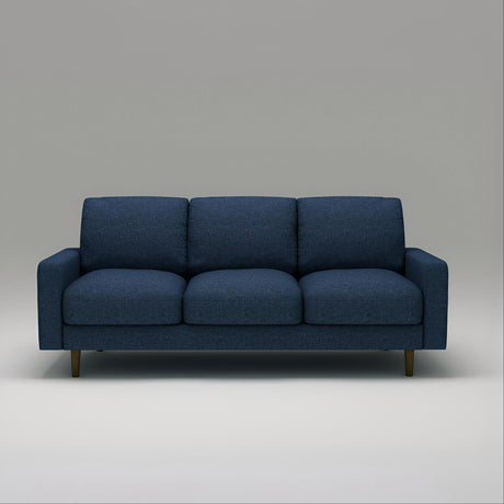 3 Seater Sofa With Loose Back Cushions And Accent Pillows For Living Room - Dark Blue
