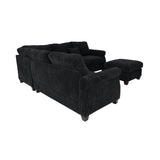 Modern Sectional Set With Corner Wedge, Loveseat, Ottoman & 2 Pillows