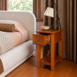 End Table With Drawer And Shelf For Living Room - Walnut