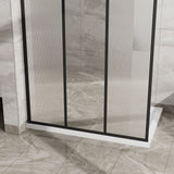 Shower Door With Center Mirror And Fluted Panels