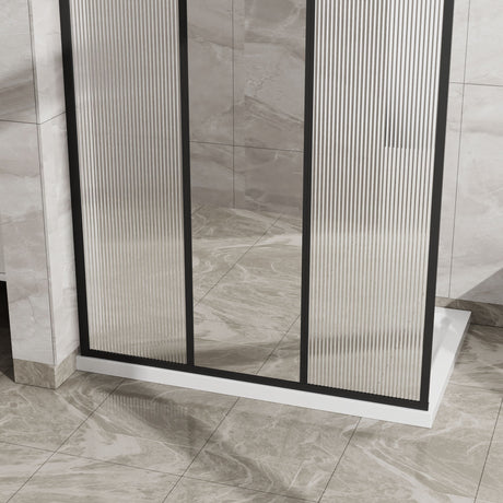 Shower Door With Center Mirror And Fluted Panels