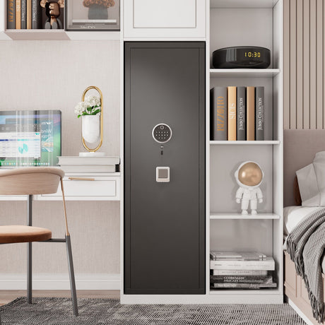 Rifle Safe, Biometric & Keypad Lock, Adjustable Gun Racks With Built In Alarm System