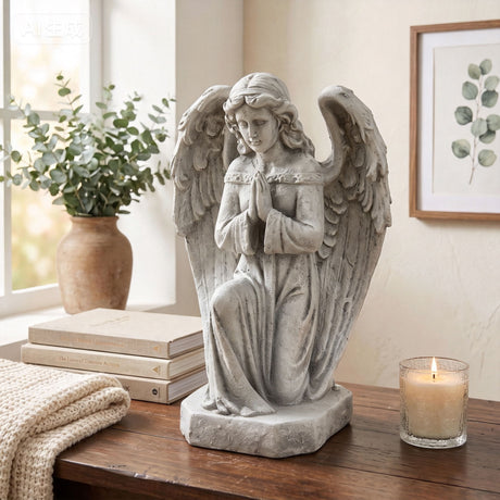 Magnesium Oxide Praying Angel Statue Weatherproof Cherub Sculpture Outdoor Garden Lawn Decor Ornament
