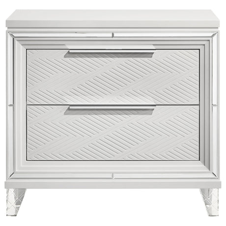 2 Drawer Nightstand With Accents - White