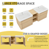Wall Mounted Bathroom Vanity With Sink And Storage Shelves, Soft Close Doors