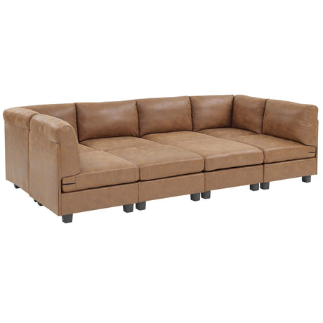 Modular Sectional, Customizable Layout, Removable Cushions - Brown