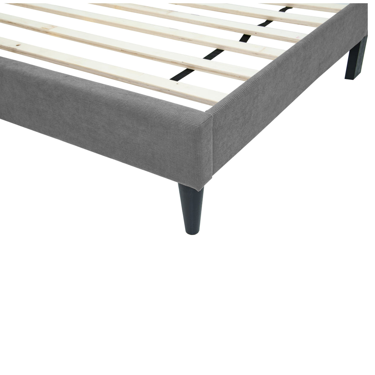 Bed With Channel Tufted Adjustable Headboard