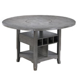 Counter Height Dining Table With Built In Lazy Susan And Storage Shelves