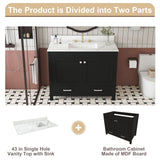 Bathroom Vanity Set, Fluted Cabinet, Soft Close Doors & Drawers, 3 Faucet Holes, Sink Included - Black