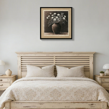 Artistic Path Abstract Flower Bouquet Wall Art - Ancient White