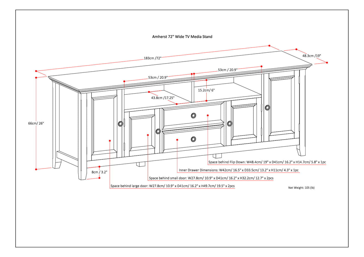 Amherst - Handcrafted Wide TV Media Stand