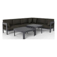 Aspen six-piece modular outdoor sectional in Charcoal, front three-quarter view
