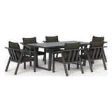 Monarch seven-piece outdoor dining set in Charcoal, front three-quarter view