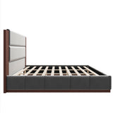 Modern Upholstered Platform Bed With Extended Headboard