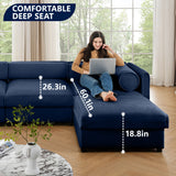 Contemporary Elegant Sofa With Storage And Ottoman