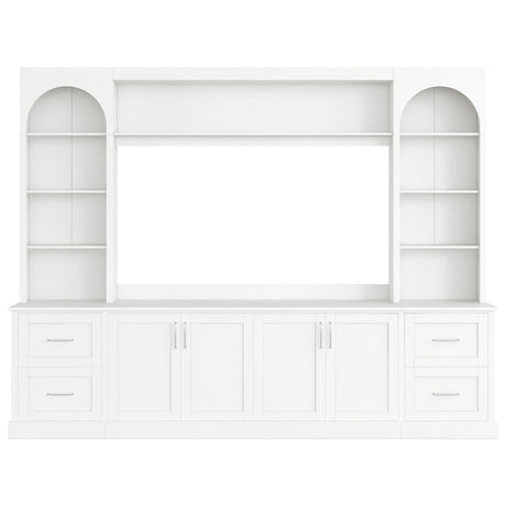 Arched Entertainment Center Wall Unit With Drawers, TV Stand