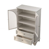 Glass Door Display Case With 2 Drawers And Adjustable Shelf