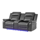 Ian - Power Reclining Sofa With LED Lighting, Surround Sound & Subwoofer - Charcoal