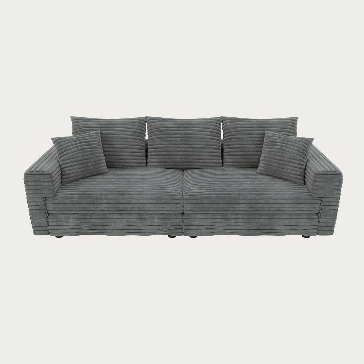 Deep Seat Convertible Sofa With Soft Pillows And Ottomans