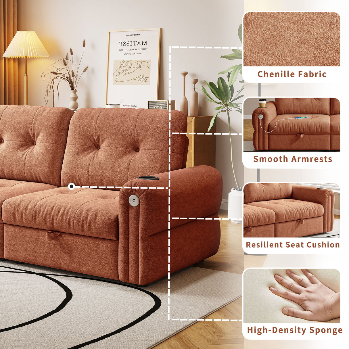 Cloud Like Convertible Sofa Bed With For Living Room