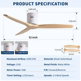 Low Profile Flush Ceiling Fan Without Light - Matte White / White