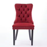 Classic Velvet Dining Chairs, High-End Tufted Solid Wood Contemporary Velvet Upholstered Dining Chair With Wood Legs Nailhead (Set of 2) - Burgundy