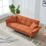 Convertible Double Futon Sofa Bed With Folding Armrests For Living Rooms