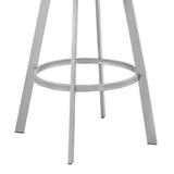 Chelsea - 25" Slate Gray Faux Leather And Silver Metal Bar Stool