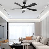 52" Ceiling Fan With 3 Color Dimmable LED Light, 5 Blades, Remote Control, Reversible DC Motor