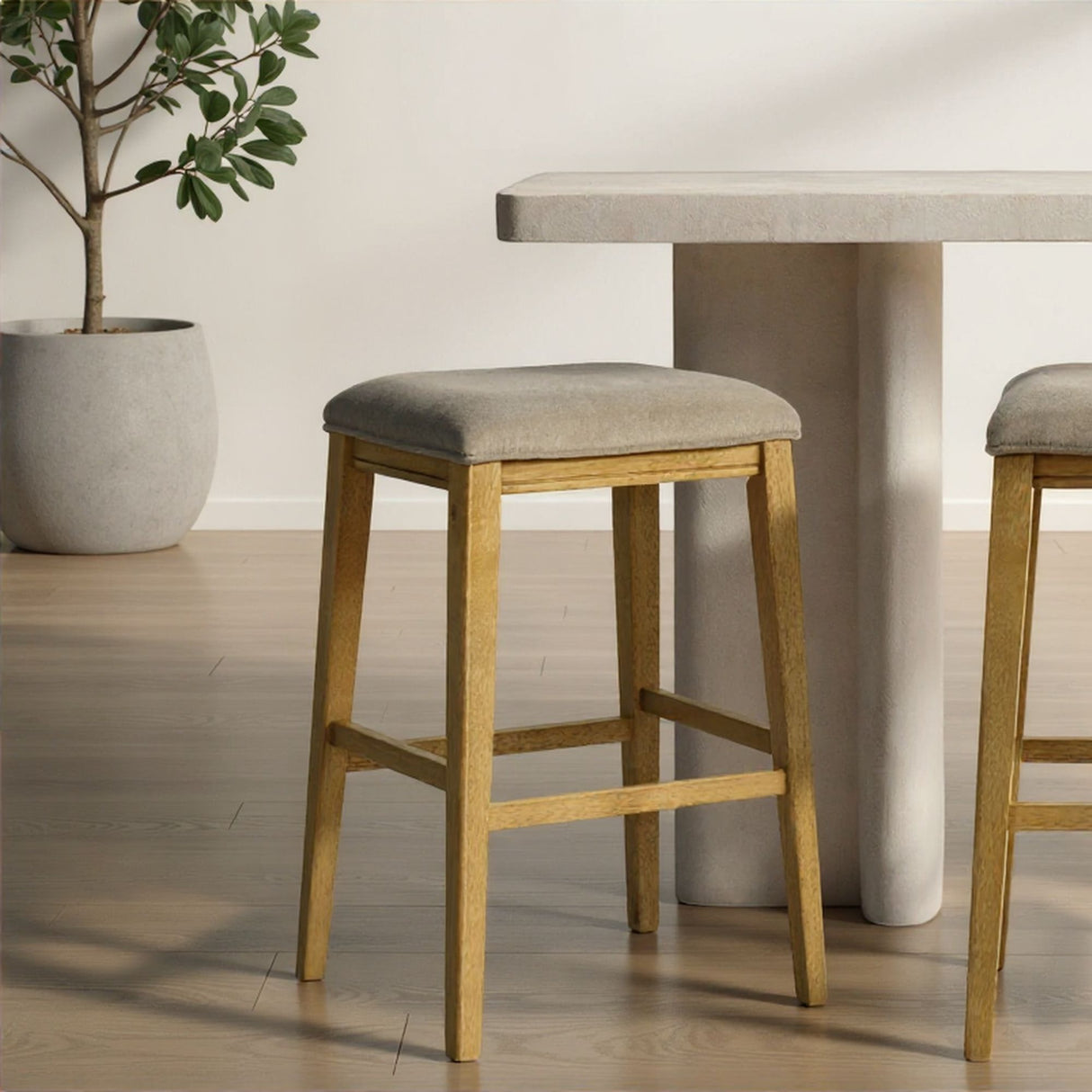 Jane - Contemporary Transitional Wood Bar Height Kitchen Bar Stool