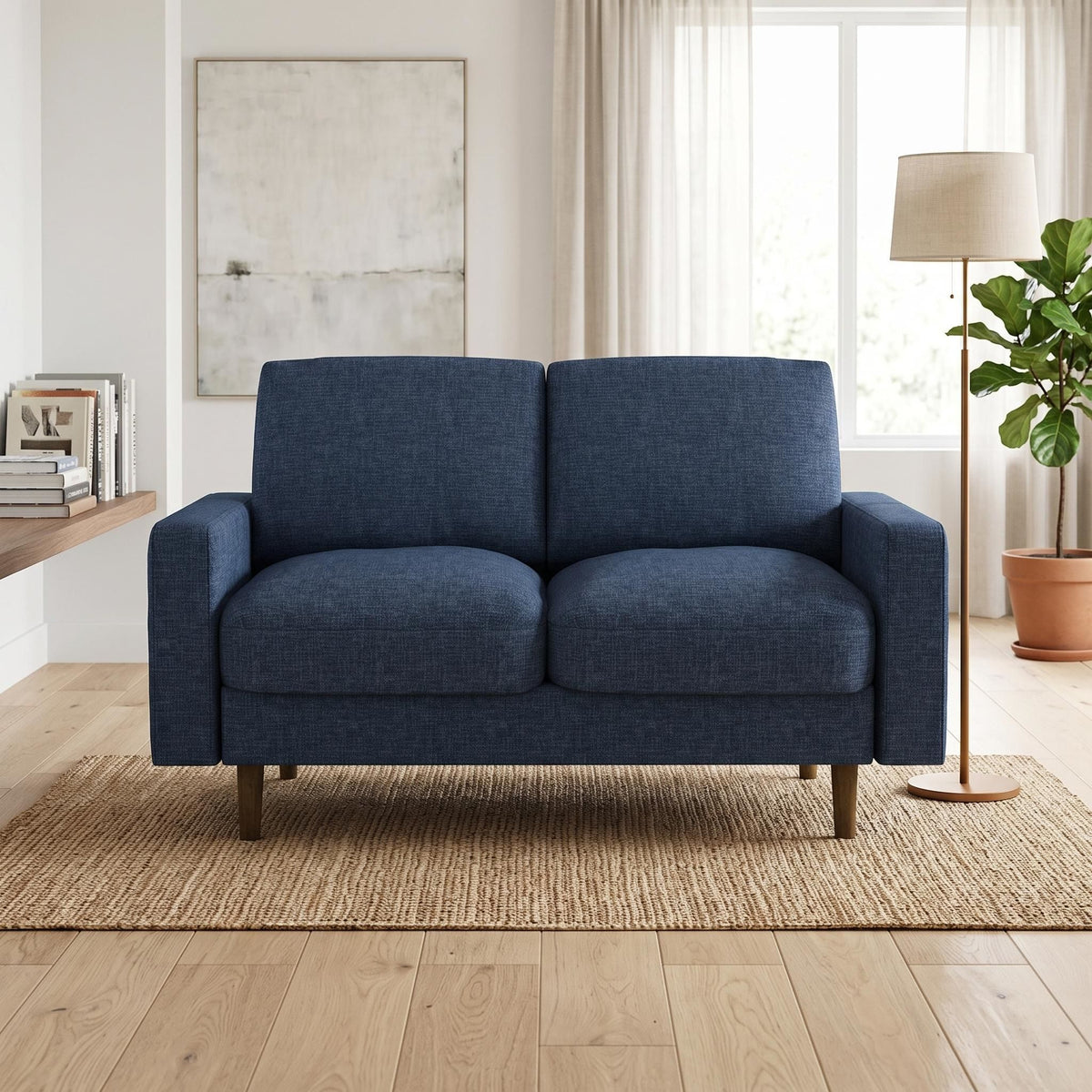 2 Seat Loveseat Sofa, Loose Back Cushion For Living Room