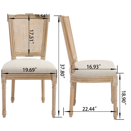Upholstered Dining Chairs With T - Shaped Back (Set of 2) - Beige