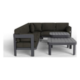 Aspen six-piece modular outdoor sectional in Charcoal with its coffee and side tables