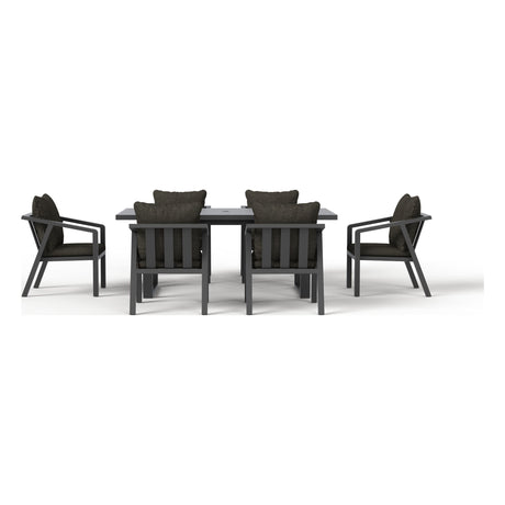 Front view of the Monarch seven-piece outdoor dining set in Charcoal