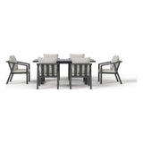 Front view of the Monarch seven-piece outdoor dining set in Light Gray