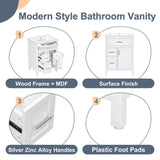 Modern Bathroom Vanity With Sink, Flip Drawer & 2 Drawers, Soft Close Hinges, Adjustable Shelf