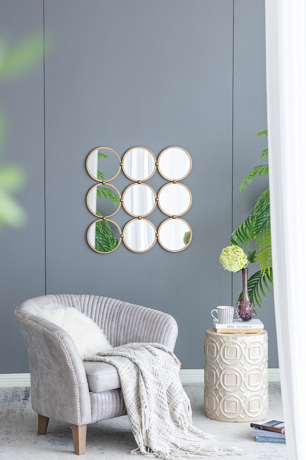 Contemporary Decorative Mirror With Mininalist Style For Bedroom, Liveroom & Entryway - Champagne - Wall Mirrors - Alpine Outlets
