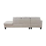 2 Piece L - Shaped Left Chaise Sectional Sofa With Ottoman, Living Room Furniture - White / Gray