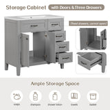 Modern Bathroom Vanity Base Only, 2 Doors And 3 Drawers