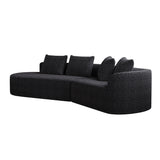 Upholstered Oversized Sectional Sofa, 4 Seater Extra Deep & Wide Seat Curved Cloud Couch With 4 Throw Pillows, Free Combination Living Room - Black