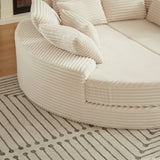Round Oversized Sofa Bed With 5 Throw Pillows