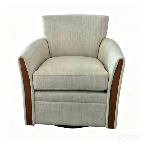 Swivel Accent 360° Rotating Armchair With Turntable Base For Living Room - Cream Beige