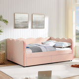 Gingham Daybed With USB Charging Port, Wave-Shaped Design