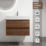 Wall Mounted Bathroom Vanity And Sink, 2 Soft Close Drawers